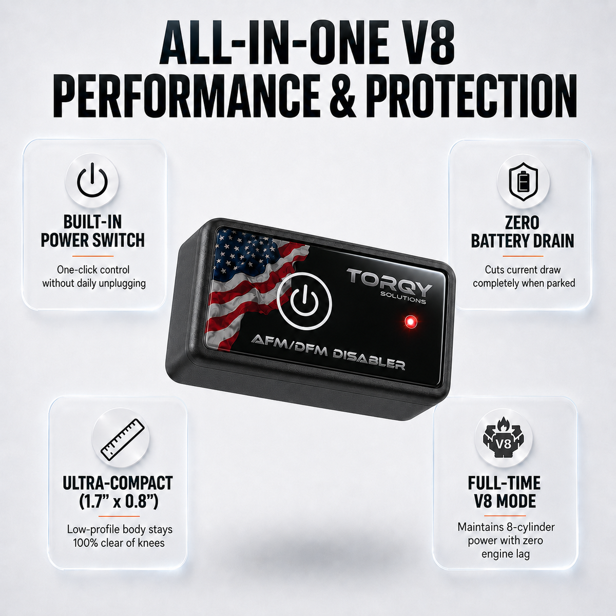 Torqy AFM/DFM Disabler Device for GM V8 & V6 - Active Fuel Management Disable OBD-II Module for Chevy Silverado, Tahoe, Suburban & GMC Sierra, Yukon
