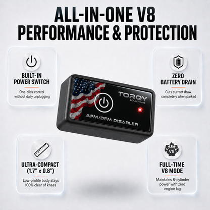 Torqy AFM/DFM Disabler Device for GM V8 & V6 - Active Fuel Management Disable OBD-II Module for Chevy Silverado, Tahoe, Suburban & GMC Sierra, Yukon