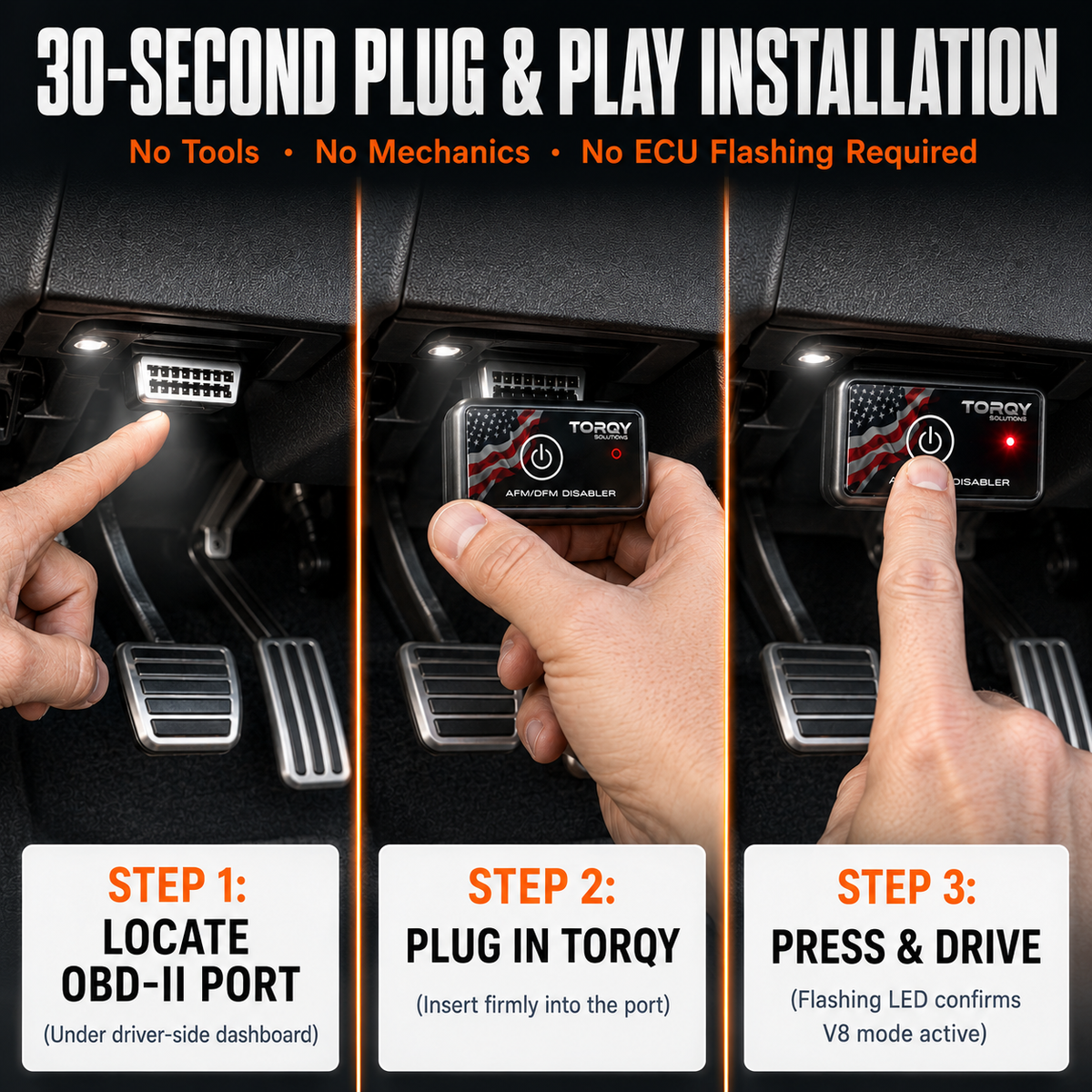 Torqy AFM/DFM Disabler Device for GM V8 & V6 - Active Fuel Management Disable OBD-II Module for Chevy Silverado, Tahoe, Suburban & GMC Sierra, Yukon